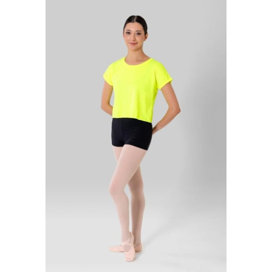 Gymo Crop Top T-Shirt Fosforlu Sarı