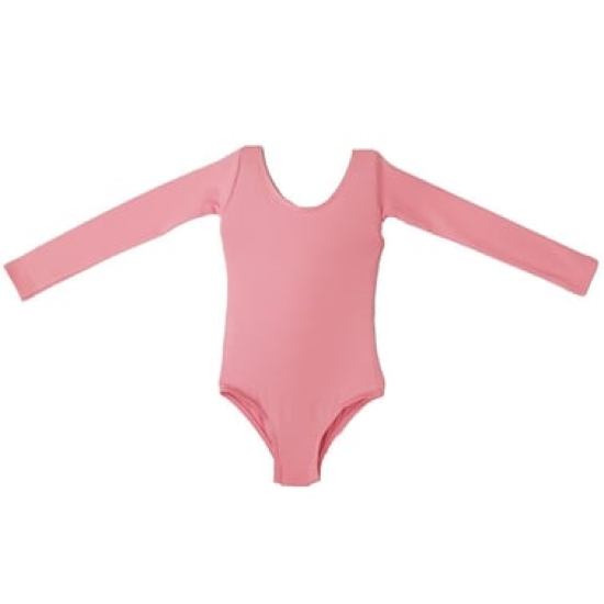 Gymo Dancewear Bale Mayosu Studio Basic Uzun Kol Koton Koyu Pembe