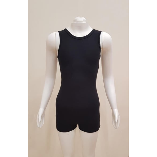 Gymo Dancewear Studio Basic Kısa Kol Koton Tulum Şort Siyah