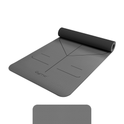 Gymo Hizalamalı 6mm TPE Yoga Matı Pilates Minderi Diz Dirsek Koruyucu Matlı Set Gri