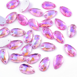 Gymo Premium Dikme Kristal Teardrop 10.5*18mm P49 Light Pink AB 28 Ad.