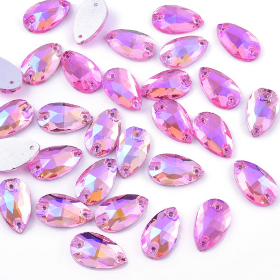 Gymo Premium Dikme Kristal Teardrop 10.5*18mm P49 Light Pink AB 28 Ad.