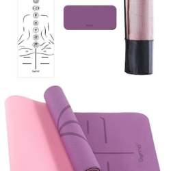 Gymo Sembol Hizalamalı 6mm TPE Yoga Matı Pilates Minderi Diz Dirsek Koruyucu Matlı Set Mürdüm