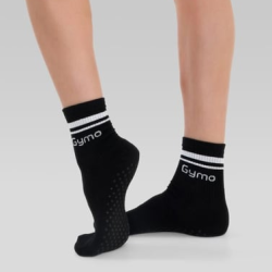 Gymo Sports Logolu Silikon Tabanlı Kaydırmaz Soket Yoga Çorap Siyah