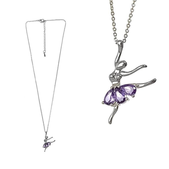 Taşlı Balerin Kolye Lila GRDB32310-3