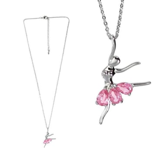 Taşlı Balerin Kolye Pembe GRDB32310-2