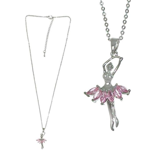 Taşlı Balerin Kolye Pembe GRDB32311-1-2