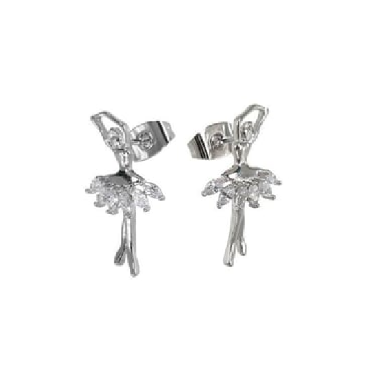 Taşlı Balerin Küpe Beyaz GRDB30197-1