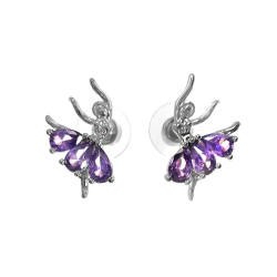 Taşlı Balerin Küpe Mor GRDB30198-4